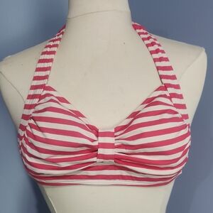 Lands' End pink and white stripe bikini top Size 2
